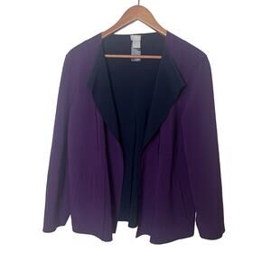 Chico's Travelers Purple Navy Reversible Jacket Sz 1P Medium Petite Travel Work